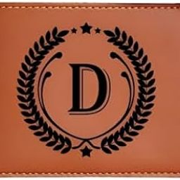 Men's Leather Wallet - Alphabet Name Leather Wallet for Men - D Letter Printed on Wallet - Brown-picture-42