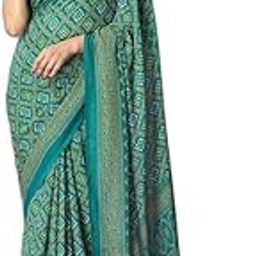 Printed Bandhani Georgette Saree (Green) (VS-GR-1576)-image-2