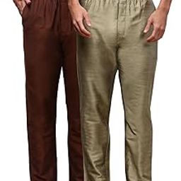 Mens Pack of 2 Cotton Blend Ethnic Wear Solid Pyjama with Elasticated Waistband and Side Pockets-image-93