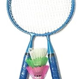 2 Pcs Set Kids Badminton Steel Short Handle Badminton Racquets (Colour May Vary) Badminton Racket for Kids with Shuttlecocks and Backpack | BR45-16
