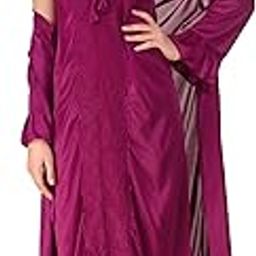 Women's Satin Solid Maxi Length Nighty with Robe (Size - Free Size) (Nightwear Set Pack of 2)-picture-15