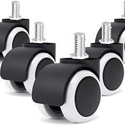 SHREYANSH™ "Premium Office Chair Thread Type Wheels- Safe for All Floors, Smooth & Silent Rolling, Universal Fit, Heavy-Duty Replacement Caster Set in White-Black Combination (Pack of 5 Piece)-6