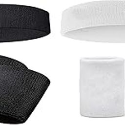 SUPRO Men & Women Head & Wrist Band,Sports Headbands for Men,Workout Accessories,Sweat Wicking Head & Wrist Band Sweatbands Running Gym,Unisex Hair Band Black and White Color 2 Pair-image-74