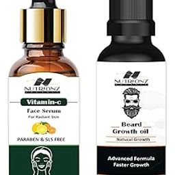 NUTRIONZ Organic Vitamin C Serum and Beard Oil, 30ml Bottle, for Brightening and Smoothing Skin and healty beard growth-19