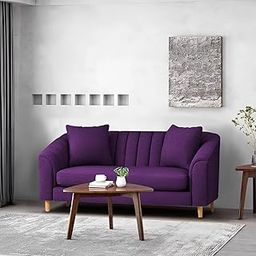 Casaliving Doraldo 2 Seater Sofa Set for Living Room (Purple Colour) Premium Fabric Sofa-25