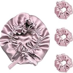 GLUN® Bonnet Hair Care Protecting Cap, 1 Piece Bonnet with 3 Pieces of Satin Scrunchies Rose Gold, Help Protect Your Hair From Friction & Breakage-picture-14