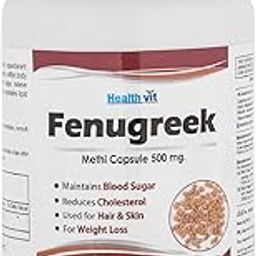 Healthvit Fenugreek Powder 500mg For Weight Loss | Maintain Blood Sugar Level | Effective For Hair And Skin | Vegan & Herbal Supplement | 60 Capsules-picture-25