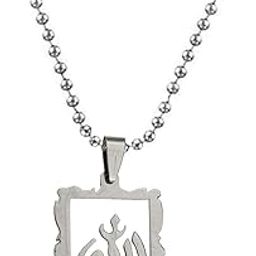 Religious Arabic Islamic Muslim Allah Silver Stainless Steel Necklace Pendant for Men and Women-image-90