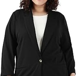 Women's Plus Size Black Scuba Crepe Formal Blazer - (Blazer_002_SCBLK)-picture-20