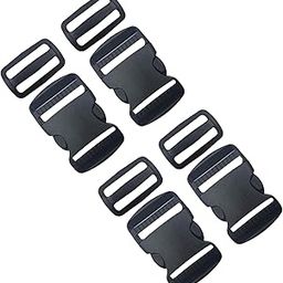 4 Set 1.5 Inch Flat Dual Adjustable Plastic Quick Side Release Plastic Buckles and Tri-Glide Slides for Luggage Straps Backpack Repairing (Black, Fit for 1.5”/38mm Webbing Straps)-image-4