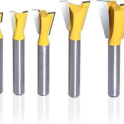 ROOCBIT Dovetail Router Bit 1/4 Inch Shank Wood Milling Cutter Tipped CNC Automatic Router Bit Set (1/4, 3/8, 1/2, 5/8, 3/4) 5Pcs-26