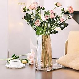 Relanta™ Clear Glass Vase for Home Decor Flower Vases for Centerpieces Living Room Kitchen Office Wedding-(Golden)-27