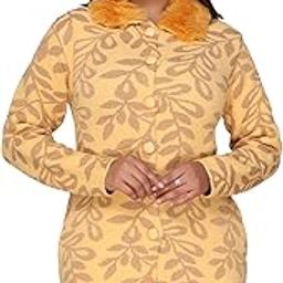 Women's Woolen Button Closure,Fur Collar Neck,Stylish Winter Casual Wear Coat, Cardigan,Sweater. (3002)-17