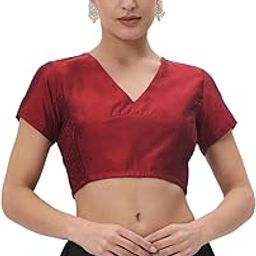 Women's Silk Blend Stretchable Crop Top for Festive Wedding Party-image-49