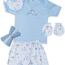 Mee Mee New Born Baby Gift Set | Soft Cotton Clothing Essentials for Infants/Baby Girls, Boys | Baby Shower Clothing Hamper| Ideal Gift for New Born Baby | 8 Pieces | (Square, Blue)-image-39