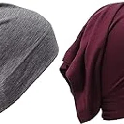 caiuse Under Scarf Hijab Cap Bandana Head Wrap Solid Color Hijab Tube Unisex Stretch Dreadlocks Cap Neck Cover(Pack of 2)-picture-3