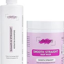 Story Line Professional Smooth & Straight Hair Care Combo | Keratin Shampoo 500ml + Hair Mask 500gm / 1000gm | With Shea Butter & Keratin Protein | Sulfate & Paraben Free | For Frizz-Free, Silky, Straight (500ml + 1000gm)-25