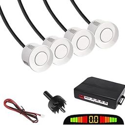 FABTEC Set of 4 pcs Car Parking Sensors with LED Parking Assistant Kit, Rear Object Detection with Buzzing Sound Warning (WHITE)-11