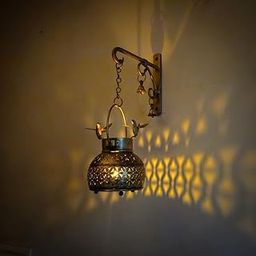RusticDior Hanging Bird Tealight Candle Holder with Bracket, Bells and Nails, Metal Wall Mounted Tealight Holder for Decor-image-2