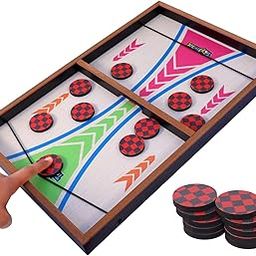Toyshine Fast Sling Puck Game Board String Hockey Toy|Party Game For Adult Parent Kids Children Family-Pine Wood M3|Pack of 1-27