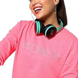 sassafras Neon Pink Women Studded Terry Sweatshirt-picture-23
