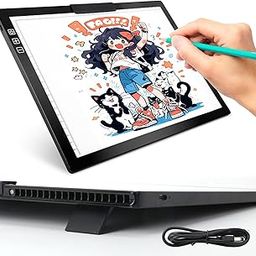 A4 Wireless LED Light Panel with Top Clip Rechargeable Battery Powered Light Box Stepless Dimming 6 Levels of Brightness Diamond Painting Sketch Wireless Light Panel (Black)-image-14