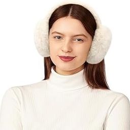 Ear Muffs for Winter Women Girls Faux Fur Fuzzy Earmuffs Foldable Ear Warmer Fleece Lining Ear Covers Headband Style, Ideal for Running, Cycling & Biking (Pack of 1)(Beige)-image-9