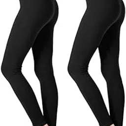 shaperx The Ultimate Leggings | Super-High Waisted | Non-Transparent CloudSoft Fabric | Ankle Length Combo Pack of 2 (S) Black-picture-4