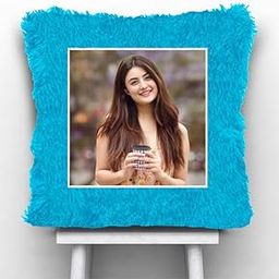 Fur Personalized Gift Photo Cushion for Boyfriend Girlfriend Husband Wife on Occasions Valentine's Day Birthday Anniversary Special Love Gift Square 15x17 inch, Blue (PC23)-image-73