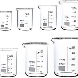 Glass Beaker Set with Varying Volumes, Borosilicate Construction, 5 Piece Metric Measurement Chemistry Lab Set ((25, 50, 100, 150, 250) ml)-image-56