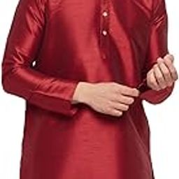 Men's Maroon Silk Blend Kurta-image-39