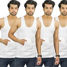 White Combed Cotton Fabric Sleeveless Pocket Vest for Men(Pack of 3)-image-9