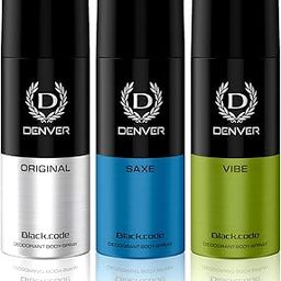 DENVER Black Code, Saxe & Vibe Deodorant For Men- 150ML Each, Pack of 3| Long Lasting Deodorant Body Spray-20