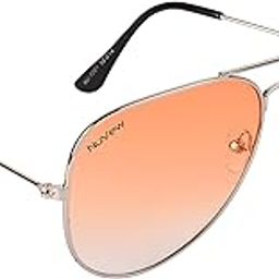UV Protected Aviator Unisex Sunglasses - (Orange Lens | Steel Frame | Medium Size | NW-1001-29)-image-4