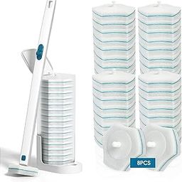Sweanx Disposable Toilet Brush, Toilet Cleaning Supplies, Toilet Brush with Holder and Pack of 8 Refills for Deep Cleaning and Hygienic Bathroom Maintenance (1 Pack)-image-98