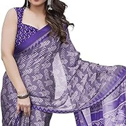 Women's Latest Chiffon Batik Printed Saree with Blouse Piece-image-22