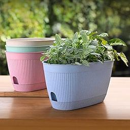 Eha Earth Friendly Eva 11.5 inch Self Watering Pots for Plants | Bamboo Based Plant Pots | Pack of 4 | UV Protected Planters for Home décor Indoor, Outdoor, Balcony & Garden Flower pots | Multi-image-40