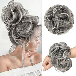FESHFEN Hair Bun Extensions Messy Curly Wavy Hair Scrunchies Plus Size Hairpieces Synthetic Donut Chignon Hair Pieces for Women Girls, 1.94oz-image-67