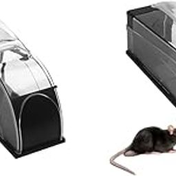 HASTHIP® Humane Mouse Trap with Handle 12.6 Inch Long Channel Non-Toxic Safe ABS Design Catch and Release Reusable Rat Cage for Home 25cm Size Suitable for Small Medium Mice 2PCS-30