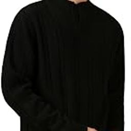 Men Black Solid Slim Fit Full Sleeve Mock Collar Pullover-picture-18