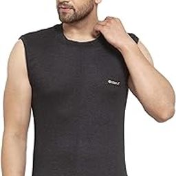 Men's Sleeveless Solid Round Neck Thermal TOP-image-43