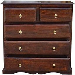 Royal Wood Wooden 5 Chest Drawer Storage Cabinet for Home Maple Finish (Brown)-24