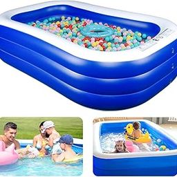Choco Fun Inflatable Pool Kiddie Pool, 94" X 57" X 22" Family Swim Center Rectangular Swimming Pools For Kids, Adults, Babies, Toddlers, Outdoor, Backyard, Garden, Summer Pool Party-picture-4