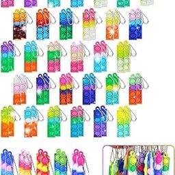 36PCS Popit, Fidget Key Chains, Popit Fidget Key Chains Pack Colorful Square Keychain Accessories for Kids, Adults - Stress Relief, Party Favors, Return Gifts for Birthday-image-47