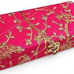 SHAKTISM Decorative and Attractive Box Cash Box, Shagun Box, Jewellery Box, Money Box Envelop Wedding, Gift Box, Bangel box With Embroidery Eesigns(Pack of 1Pc) (Pink)-image-37