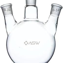 ASW Borosilicate Glass, 3 Necked Round Bottom Boiling Flask, 500ml Pack of (1) with Centre and Side Joints Size (B-34/24/24)-24