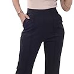 Premium Cotton Rayon Blend Boot Cut Regular Fit Solid Trouser for Women-image-82