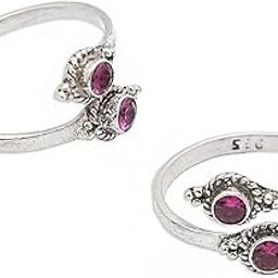 92.5 Silver Red Toe Rings (Pair) For Women's Pure Silver 925, Sterling Silver Jewellery with Certificate of Authenticity & 925 Toe Rings for Women's Silver, God, Religion-23