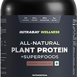 Nutrabay Wellness All Natural Plant Protein - 1kg, Gourmet Chocolate | Complete Amino Acid | Pea & Brown Rice Protein | 24g Protein | Easy to Digest | Sweetened with Stevia | For Men & Women-25