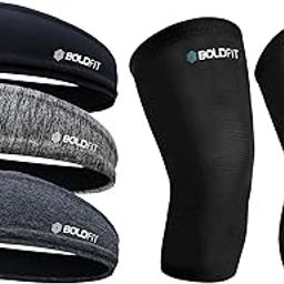 Boldfit Head Band for Man Sports Head Bandana (Set of 3) & Boldfit Ortho Knee Cap for Men Women Gym Brace/Sleeves Pair- Small-image-1